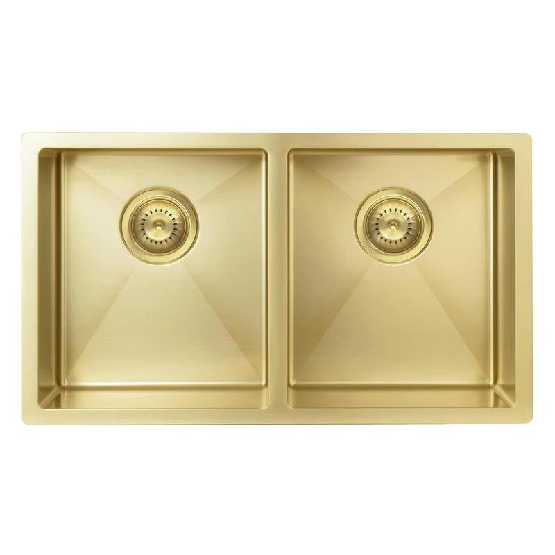 Meir Lavello Kitchen Sink Double Bowl 760 x 440 - Brushed Bronze Gold - Image 4