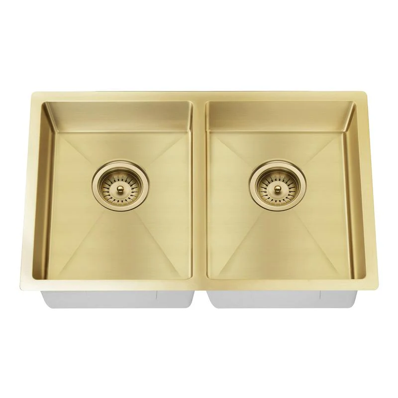 Meir Lavello Kitchen Sink Double Bowl 760 x 440 - Brushed Bronze Gold - Image 5