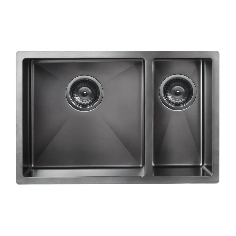 Meir Lavello Kitchen Sink One and Half Bowl 670 x 440 - Gun Metal Black - Image 4