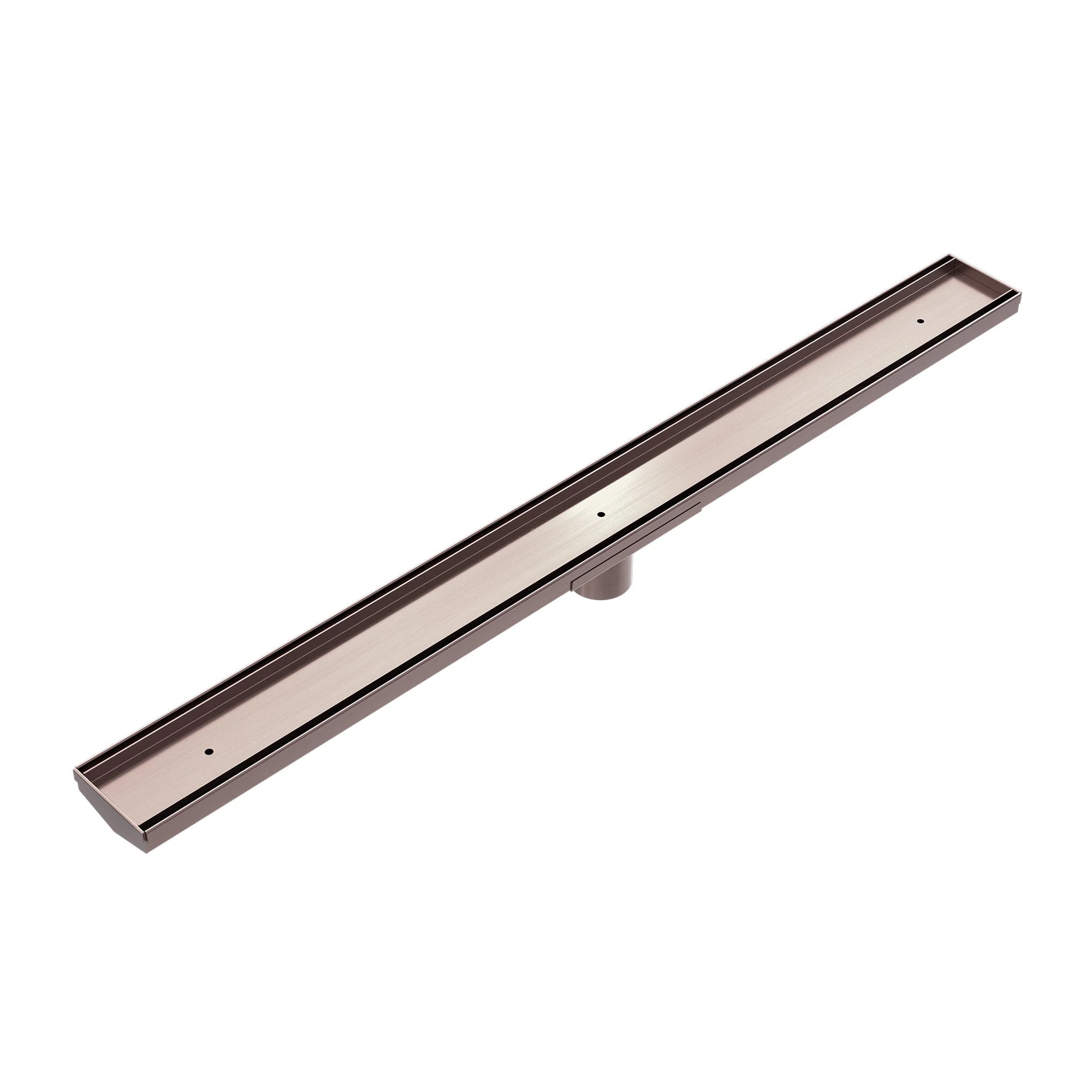 Nero Tile Insert V Channel Floor Grate 50mm Outlet With Hole Saw - Brushed Bronze