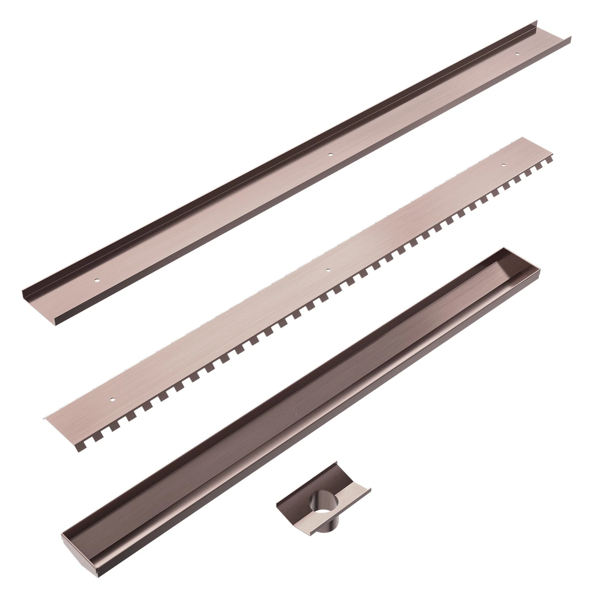 Nero Tile Insert V Channel Floor Grate 50mm Outlet With Hole Saw - Brushed Bronze - Image 3