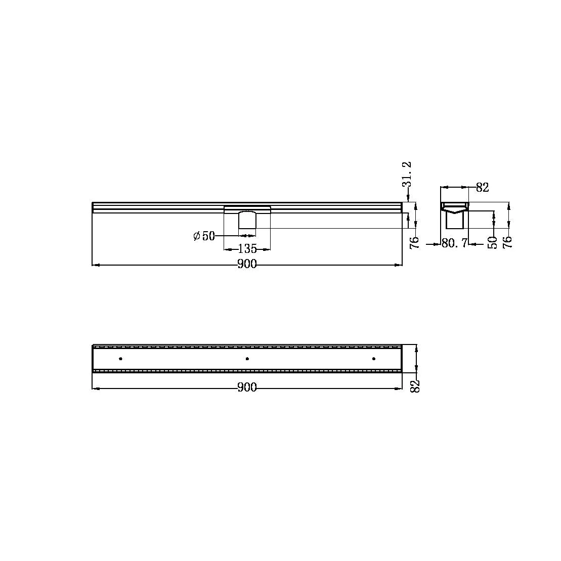 Nero Tile Insert V Channel Floor Grate 50mm Outlet With Hole Saw - Brushed Nickel - Image 4