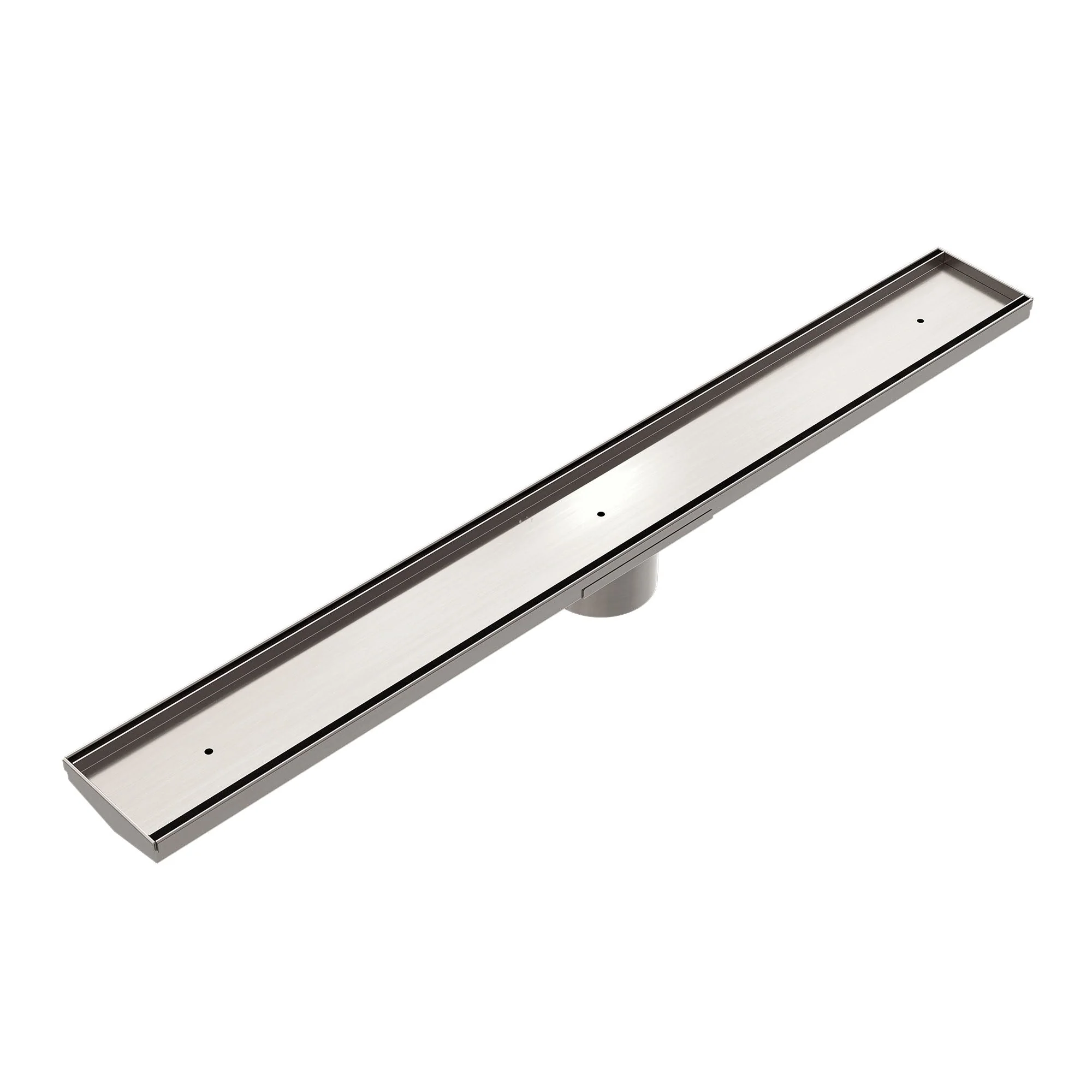 Nero Tile Insert V Channel Floor Grate 89mm Outlet With Hole Saw - Brushed Nickel