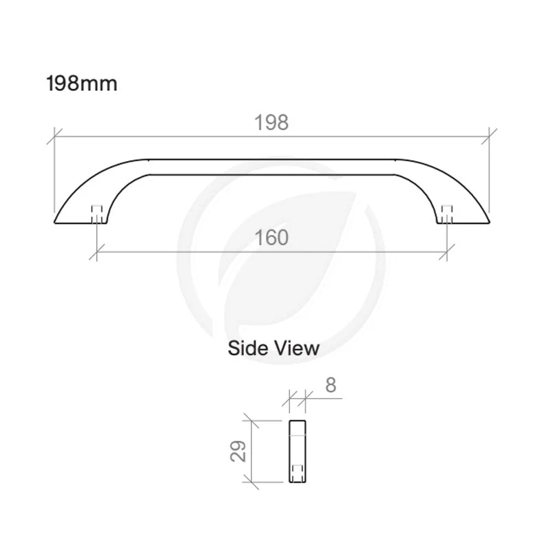 Timberline Curve 198mm Handle - Black - Image 2