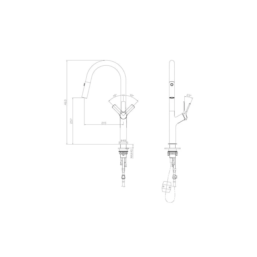 Linsol Tish Pull Out Sink Mixer - Chrome - Image 2