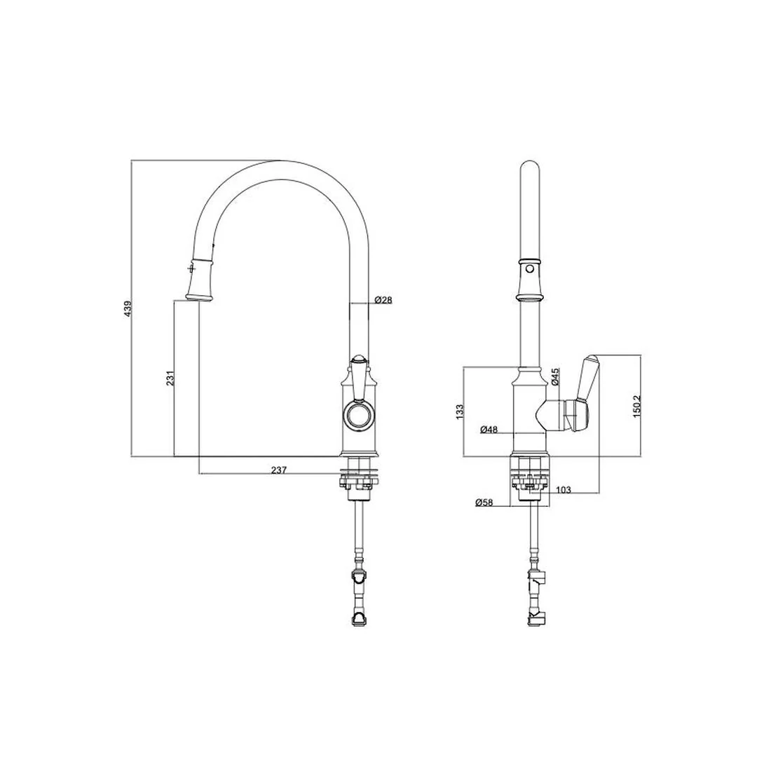 Linsol Tommy S2 Pull Out Sink Mixer - Gunmetal - Image 3
