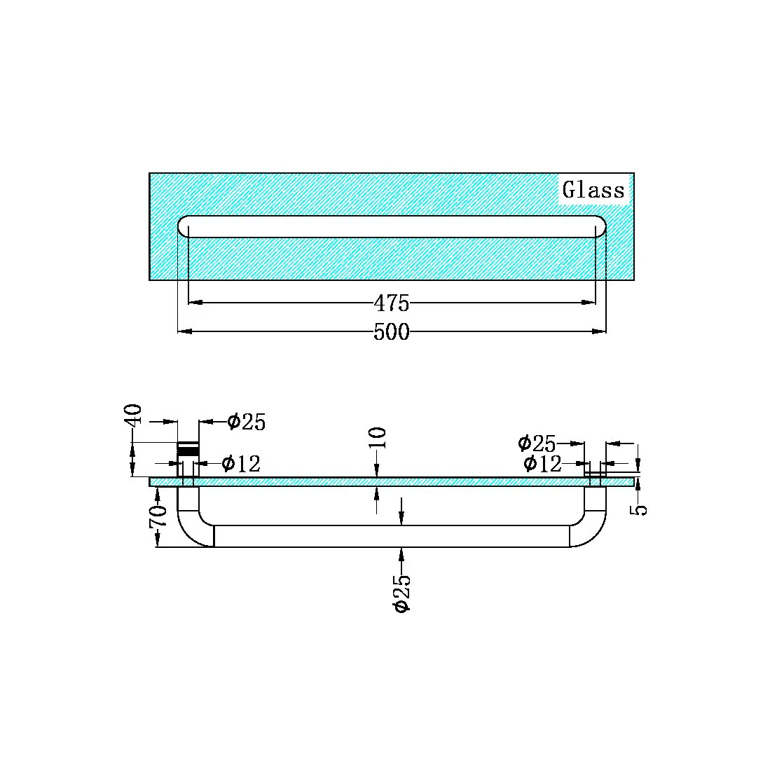Nero Towel Bar 500mm - Brushed Nickel - Image 2