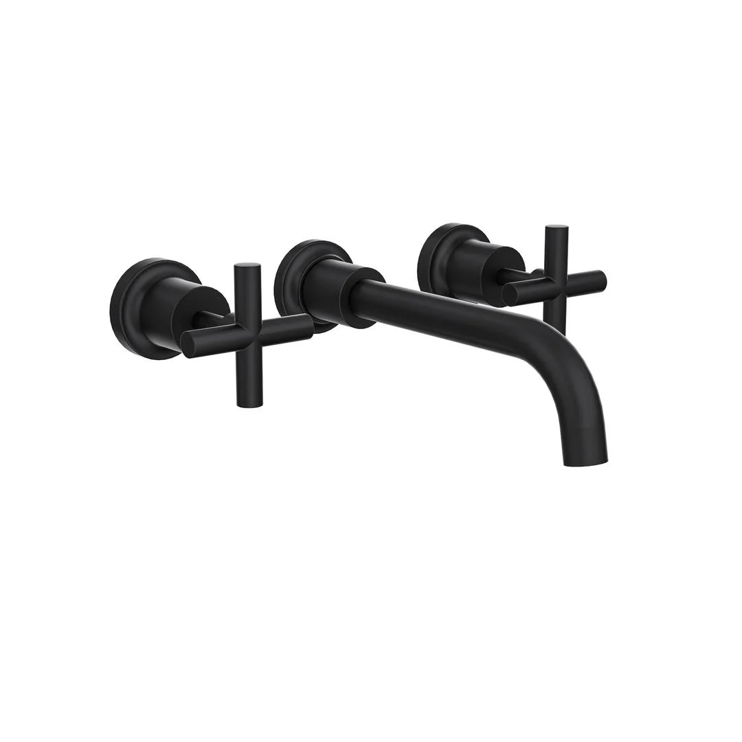 Linsol Tre Cross Handle Bath Set - Matte Black - Image 2