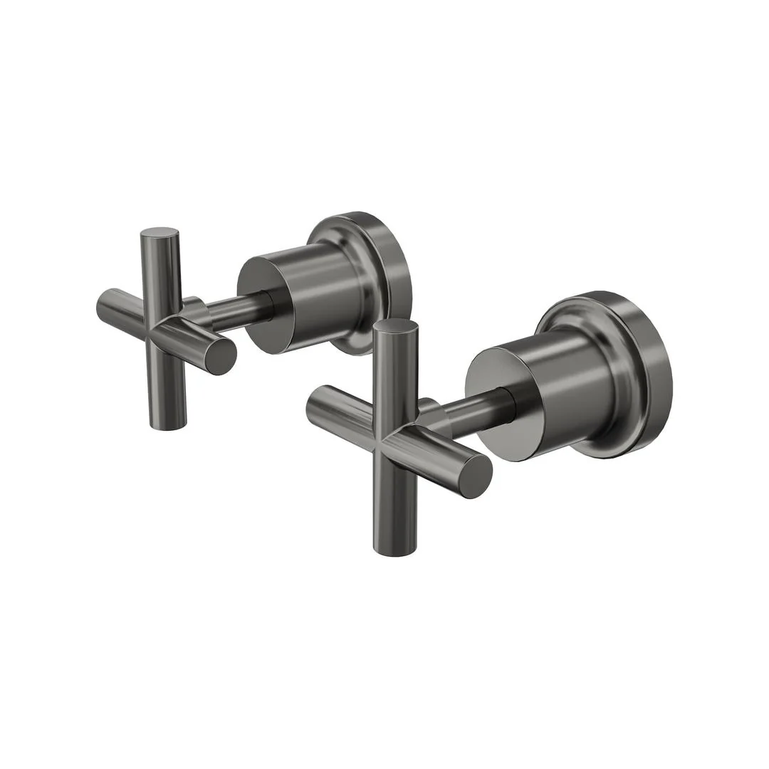 Linsol Tre Cross Handle Wall Top Assemblies - Gunmetal