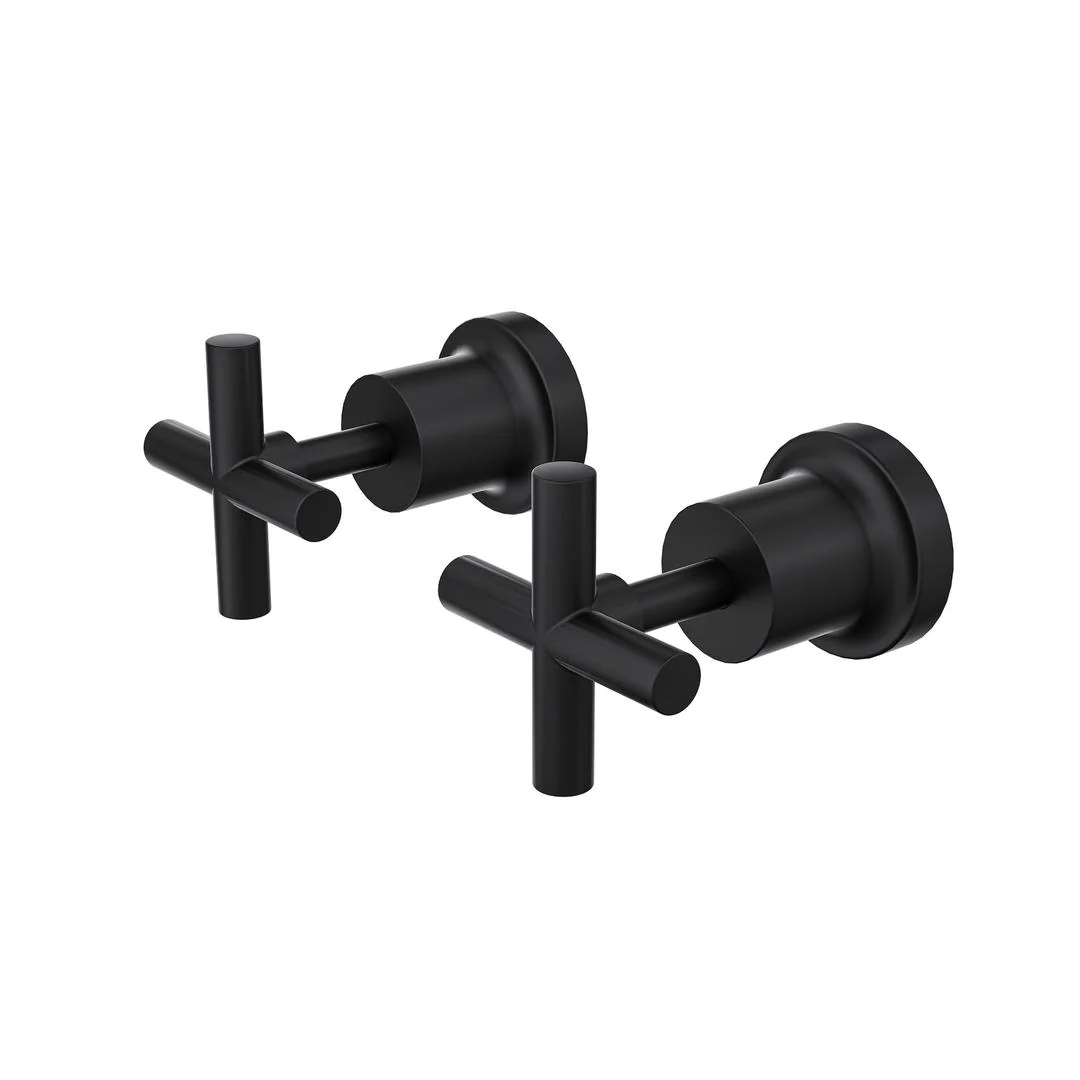 Linsol Tre Cross Handle Wall Top Assemblies - Matte Black