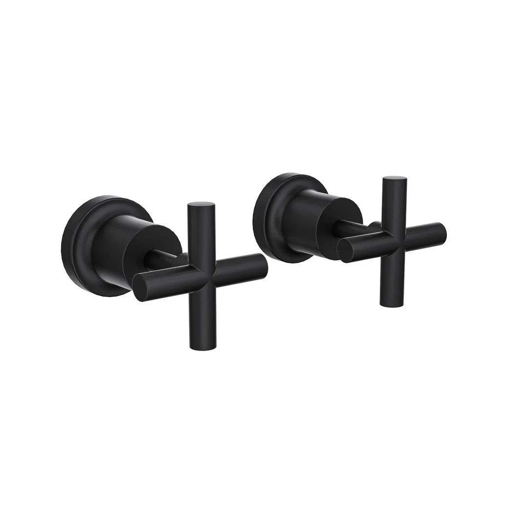 Linsol Tre Cross Handle Wall Top Assemblies - Matte Black - Image 2