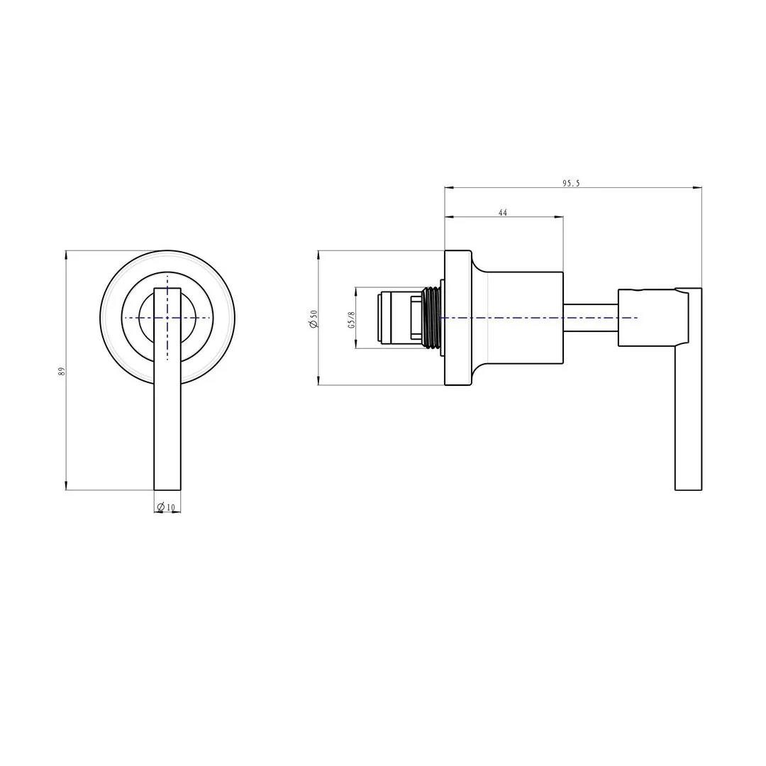 Linsol Tre Lever Handle Wall Top Assemblies - Chrome - Image 3