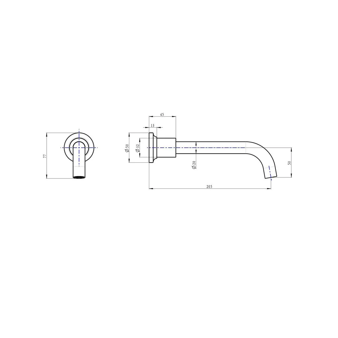 Linsol Tre Wall Mount Bath Spout - Chrome - Image 3