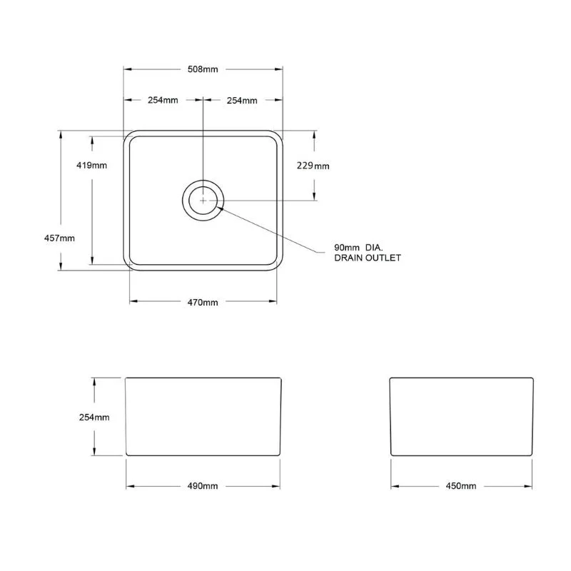 Turner Hastings Novi 500mm Fireclay Butler Sink - Black Matte - Image 5