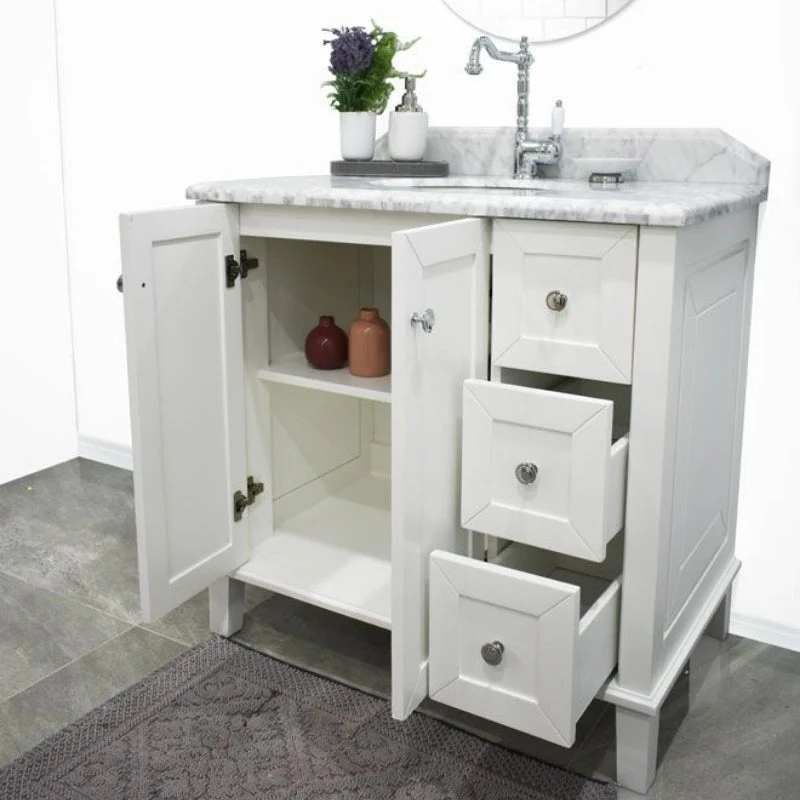 Turner Hastings Coventry 900mm White Vanity With Marble Top & Under Counter Basin - Image 3
