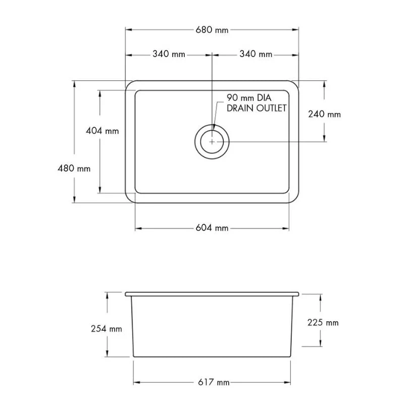 Turner Hastings Cuisine 680mm Inset / Undermount Fireclay Sink - Image 7