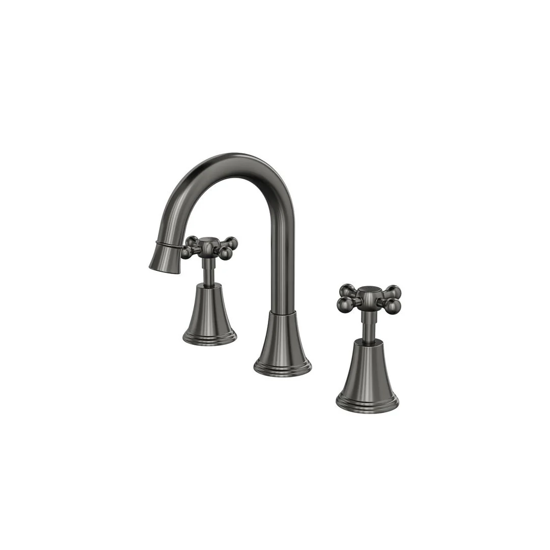Linsol Vintage Cross Handle Basin Set - Gunmetal