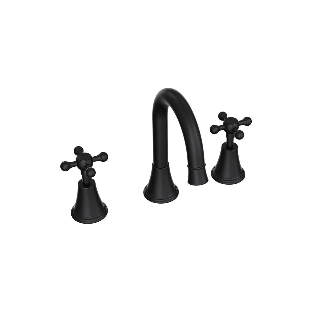 Linsol Vintage Cross Handle Basin Set - Matte Black - Image 2