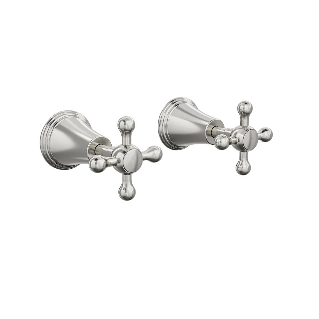 Linsol Vintage Cross Handle Wall Top Assemblies - Brushed Nickel - Image 2