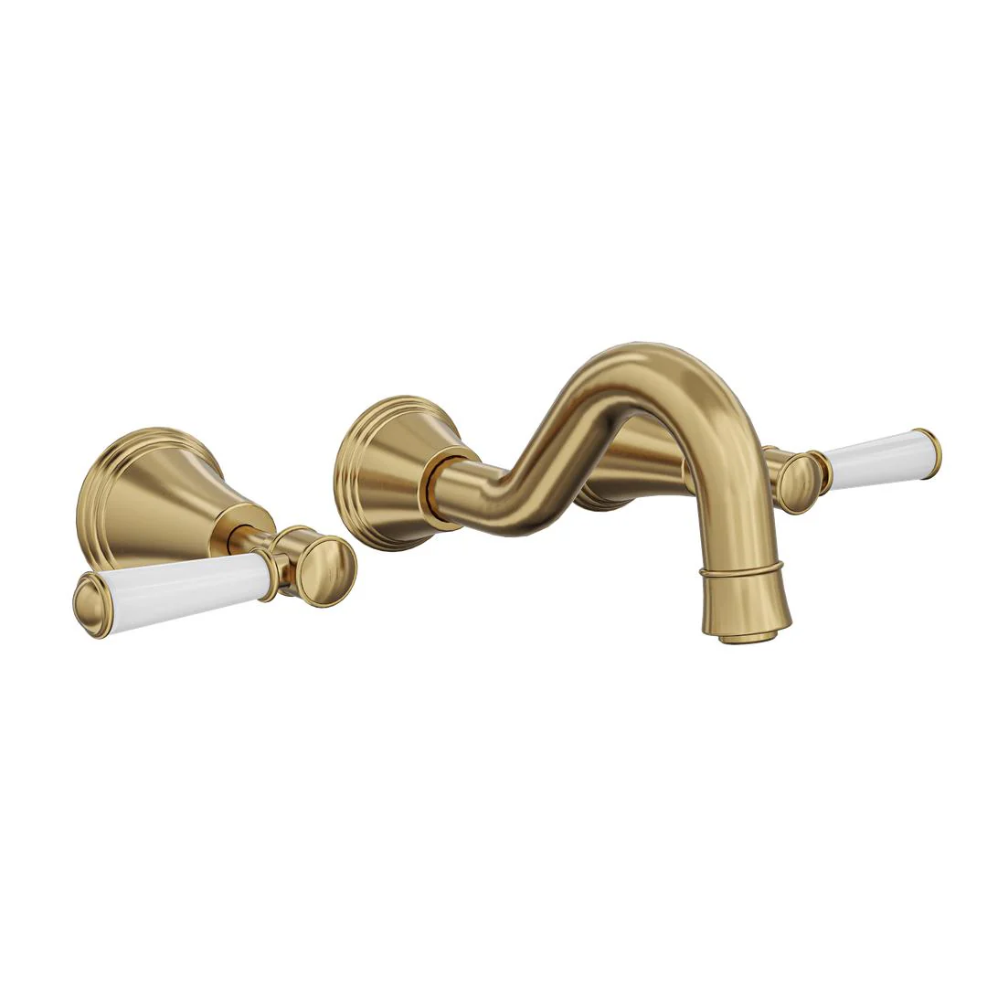 Linsol Vintage Lever Handle Bath Set - Brushed Brass - Image 2