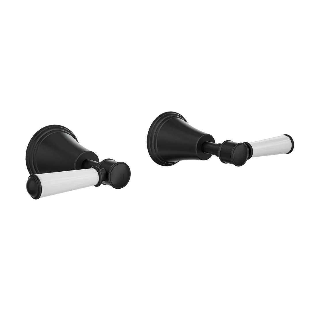 Linsol Vintage Lever Handle Wall Top Assemblies - Matte Black - Image 2