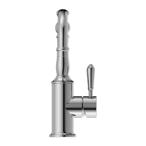 Nero York Basin Mixer Hook Spout With Metal Lever - Chrome - Image 3