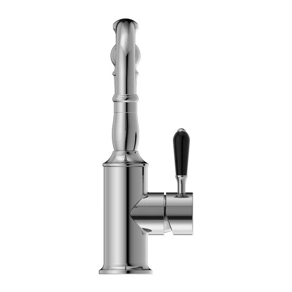 Nero York Basin Mixer With Black Porcelain Lever - Chrome - Image 2
