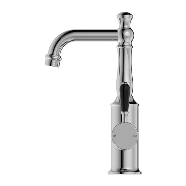 Nero York Basin Mixer With Black Porcelain Lever - Chrome - Image 3