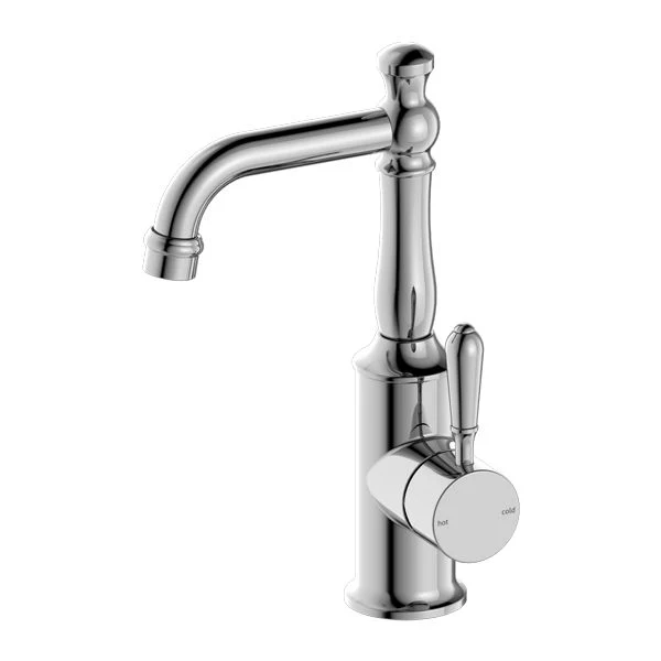 Nero York Basin Mixer With Metal Lever - Chrome