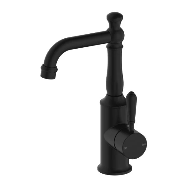 Nero York Basin Mixer With Metal Lever - Black Matte