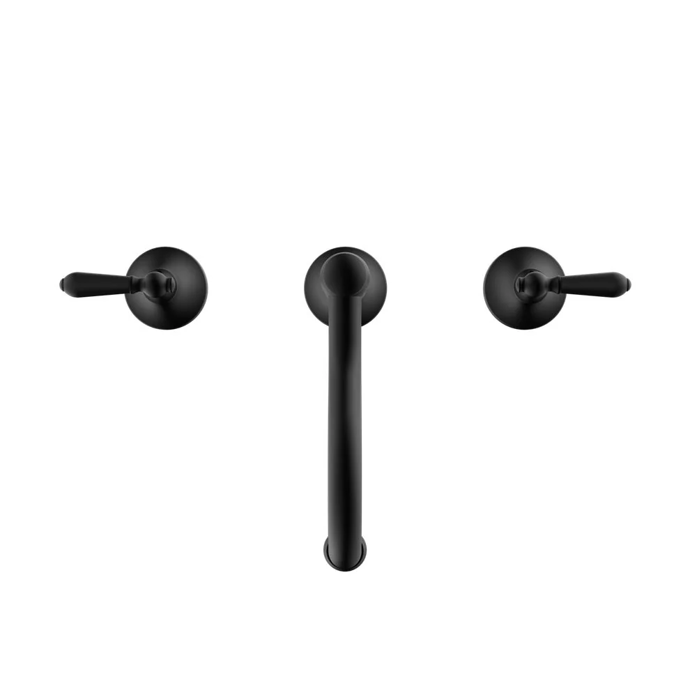 Nero York Basin Set With Metal Lever - Black Matte - Image 3