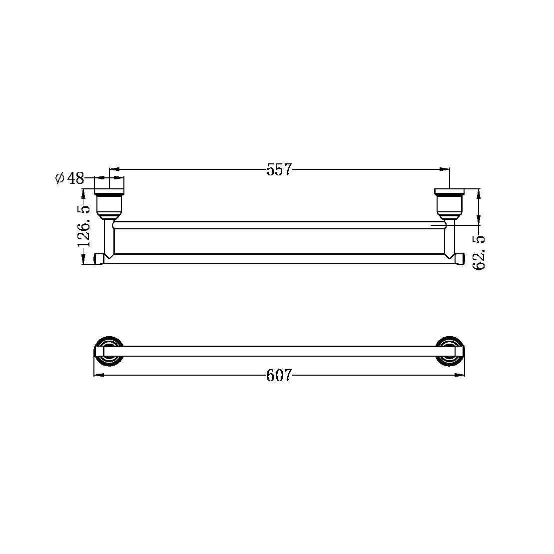 Nero York Double Towel Rail 600mm - Chrome - Image 4