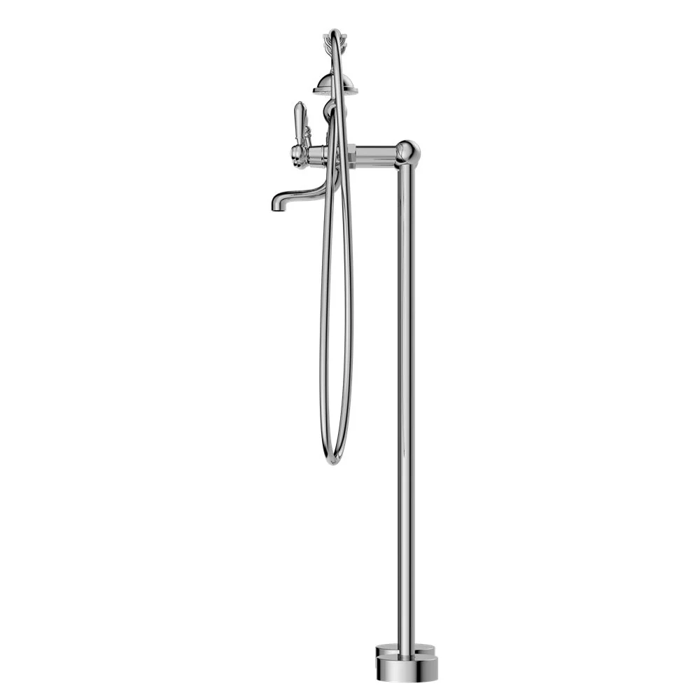 Nero York Freestanding Bath Set With Metal Hand Shower - Chrome - Image 3