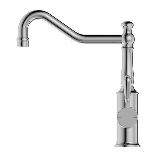 Nero York Kitchen Mixer Hook Spout With Metal Lever - Chrome - Image 3