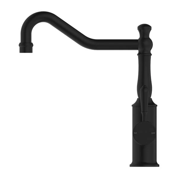 Nero York Kitchen Mixer Hook Spout With Metal Lever - Black Matte - Image 3