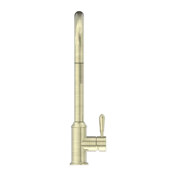 Nero York Pull Out Sink Mixer With Vegie Spray Function With Metal Lever - Aged Brass - Image 2