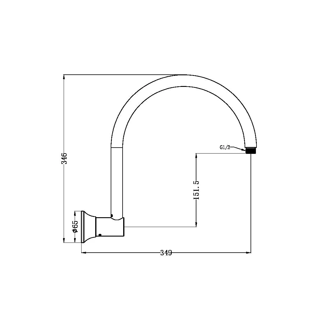 Nero York Shower Arm - Black Matte - Image 4