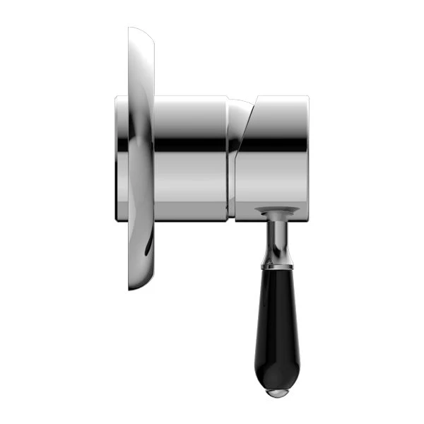 Nero York Shower Mixer With Black Porcelain Lever - Chrome - Image 3