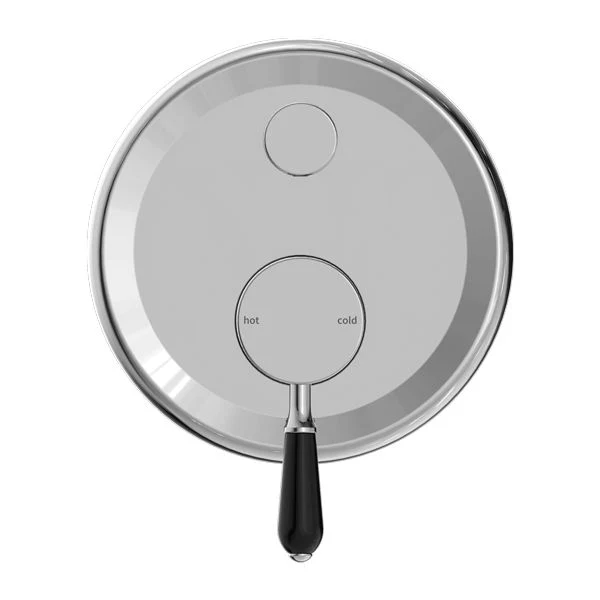 Nero York Shower Mixer With Diverter With Black Porcelain Lever - Chrome - Image 2