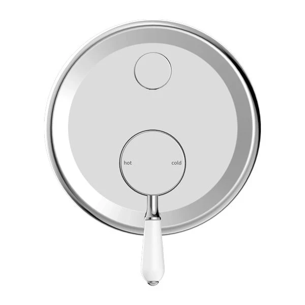 Nero York Shower Mixer With Diverter With White Porcelain Lever - Chrome - Image 2