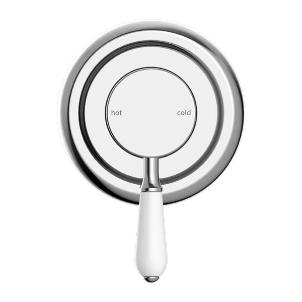 Nero York Shower Mixer With White Porcelain Lever - Chrome - Image 2