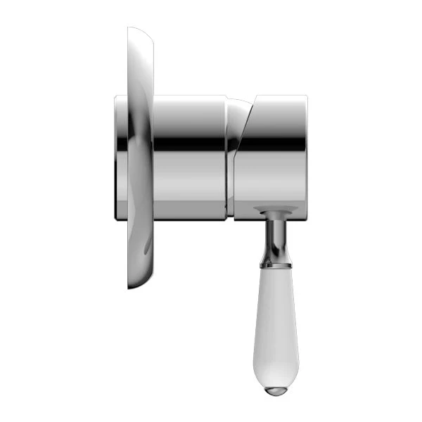 Nero York Shower Mixer With White Porcelain Lever - Chrome - Image 3
