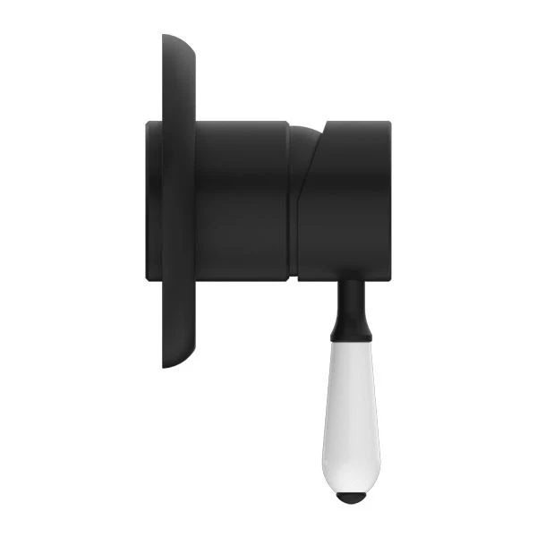 Nero York Shower Mixer With White Porcelain Lever - Black Matte - Image 3