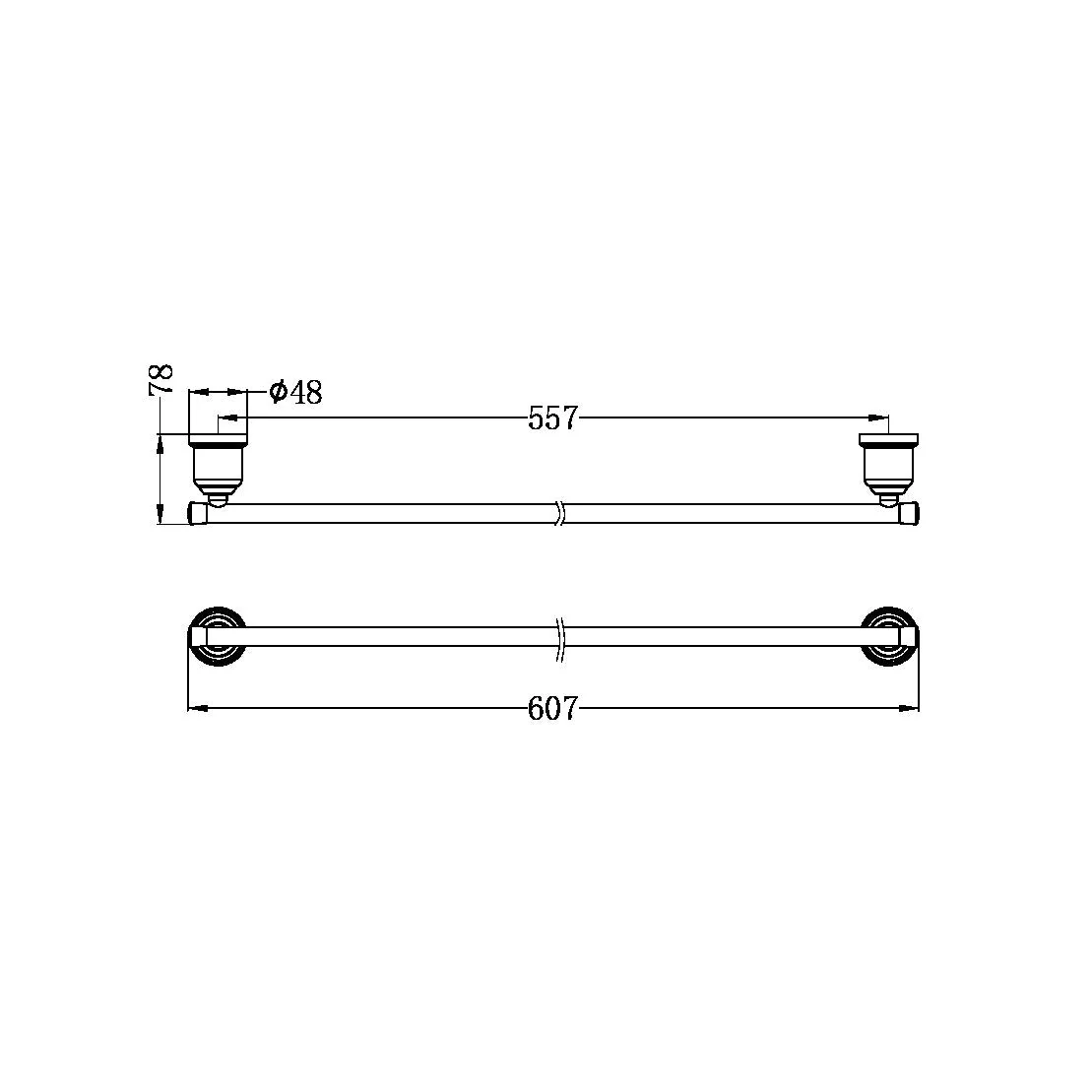 Nero York Single Towel Rail 600mm - Aged Brass - Image 4
