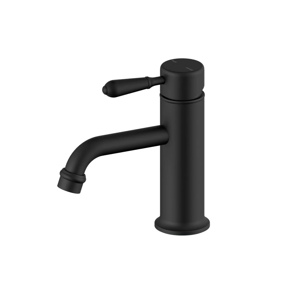 Nero York Straight Basin Mixer With Metal Lever - Black Matte