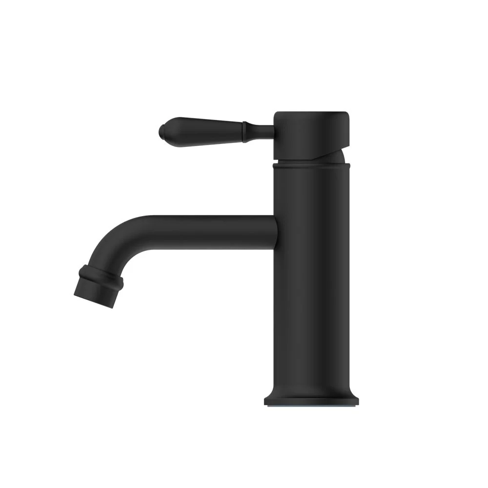 Nero York Straight Basin Mixer With Metal Lever - Black Matte - Image 2