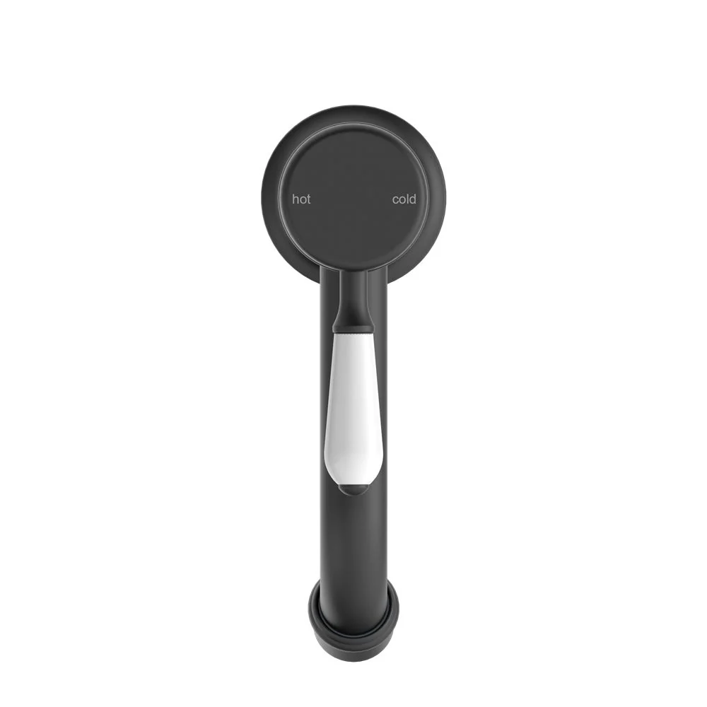 Nero York Straight Basin Mixer With White Porcelain Lever - Black Matte - Image 3