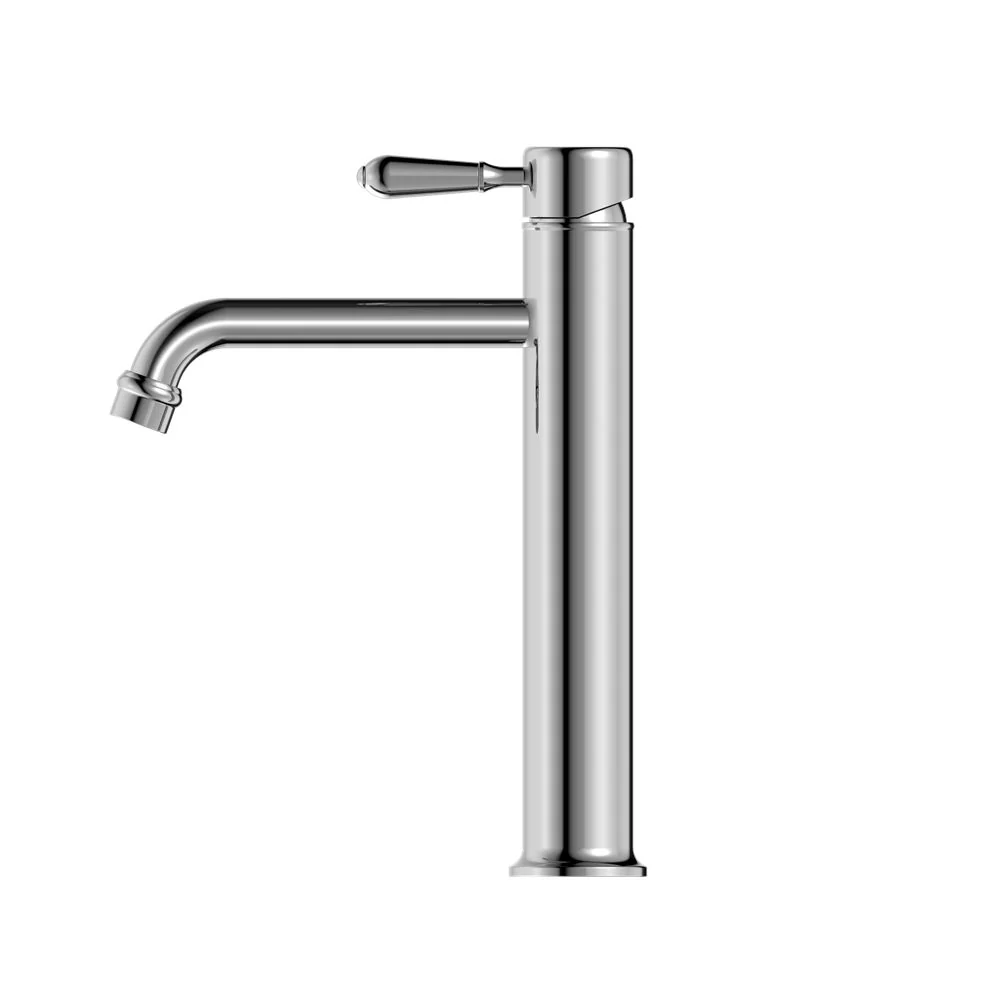 Nero York Straight Tall Basin Mixer With Metal Lever - Chrome - Image 2