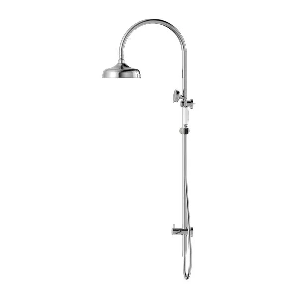 Nero York Twin Shower With White Porcelain Hand Shower - Chrome - Image 3
