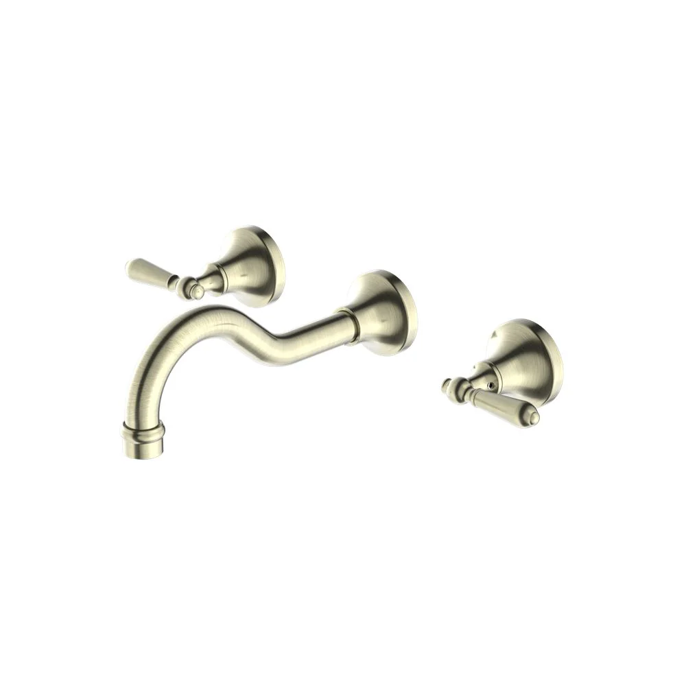 Nero York Wall Basin Set With Metal Lever - Aged Brass